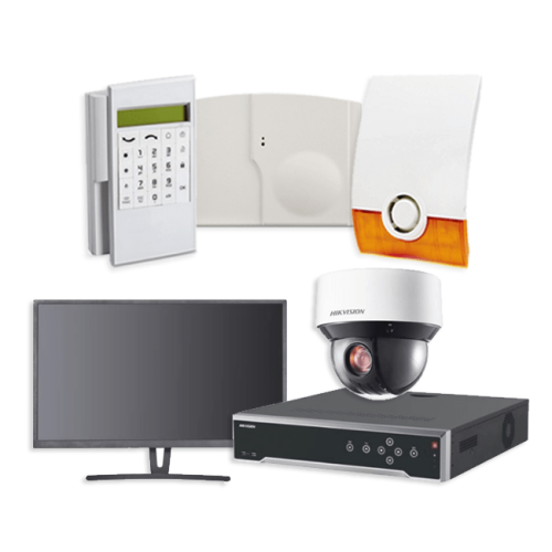 Videofied Funkalarmanlage Komplettset professional  für Außenbereich Überwachung inkl. HIKVision Videoset 2 mit 4 Kameras und 1 Monitor