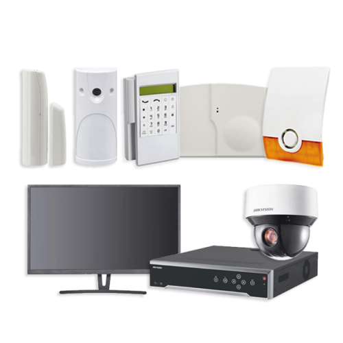 Videofied Funkalarmanlage Komplettset professional  für Außenbereich Überwachung inkl. HIKVision Videoset 4 mit 4 Kameras und 1 Monitor