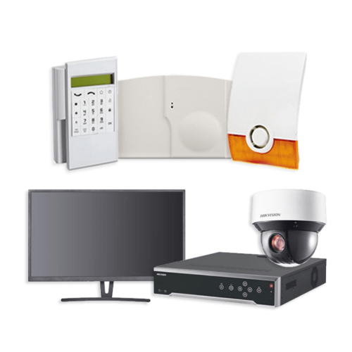 Videofied Funkalarmanlage Komplettset professional  für Außenbereich Überwachung inkl. HIKVision Videoset 2 mit 6 Kameras und 1 Monitor