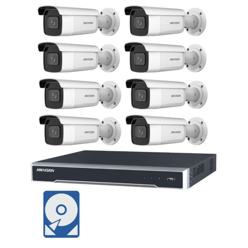 Hikvision Videoüberwachung-Set mit 8x 4K Bullet AcuSense Kameras und 8 Kanal Netzwerkrekorder