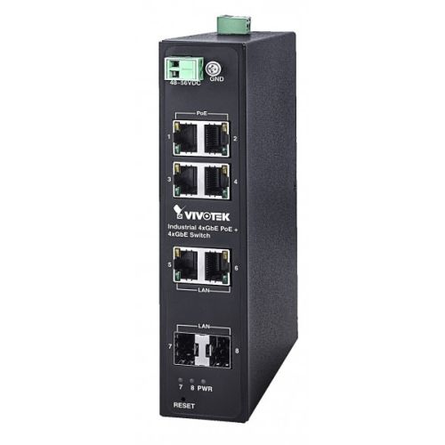 VIVOTEK AW-IHT-0800 Switch, 4x GbE RJ45 (PoE) + 2xGE UTP + 2xGE SFP