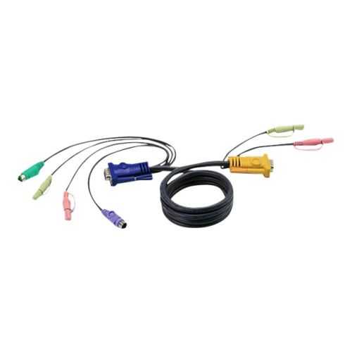 ATEN 2L-5305P - Tastatur- / Video- / Maus- / Audio-Kabel - DB-15, Mini-Stecker (M) bis PS/2, HD-15, Mini-Stecker (M) - 5 m - für ATEN CS1732, CS1734; Master View max CS-1754, CS-1758; MasterView CS-1732, CS-1734
