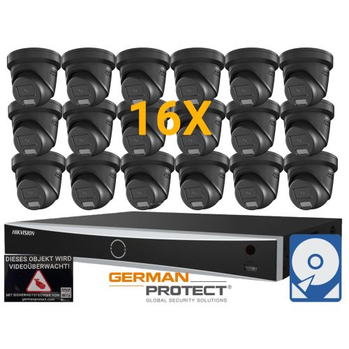 Hikvision M14 Videoüberwachungsset 16x Turret Kamera  4MP + NVR 16 Kanal PoE + 4 TB Festplatte