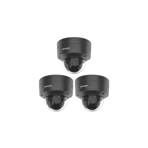 HIKVISION Kamera-Set 3x IP Dome Überwachungskamera HIKVision DS-2CD2766G2-IZS(2.8-12mm)(C)/BLACK