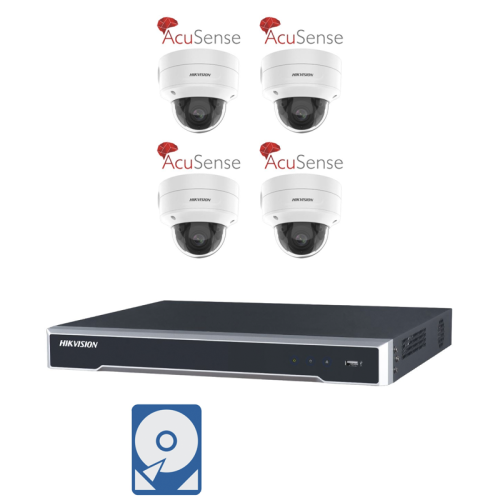 Hikvision Videoüberwachungsset 4x IP Dome Kameras 4MP + 8 Kanal PoE NVR