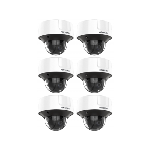 HIKVISION Kamera-Set 6x IP Dome Überwachungskamera DS-2CD3D46G2T-IZHSY(2.8-12mm)