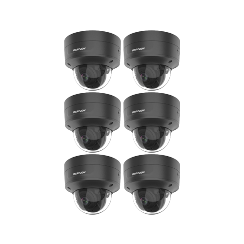 HIKVISION Kamera-Set 6x IP Dome Überwachungskamera HIKVision DS-2CD2766G2-IZS(2.8-12mm)(C)/BLACK