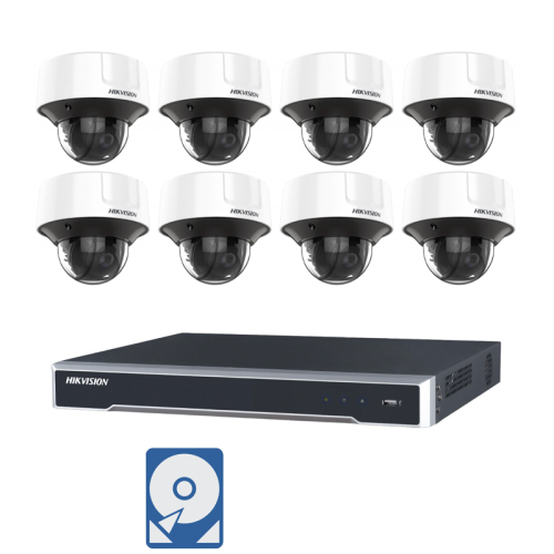 Hikvision Videoüberwachungsset 8x IP Dome Kameras 4MP + 8 Kanal PoE NVR
