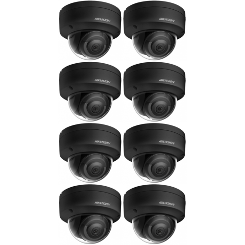 HIKVISION Kamera-Set 8x IP Dome Überwachungskamera DS-2CD2163G2-IS(2.8mm)(BLACK)
