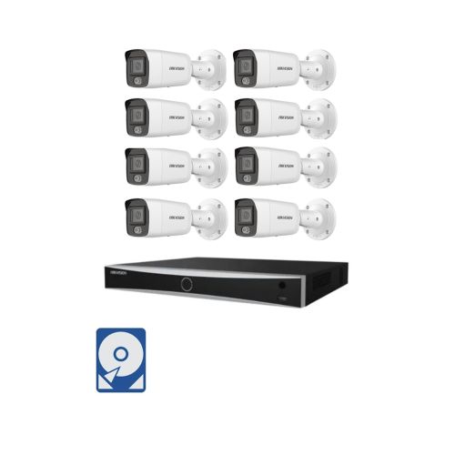 Hikvision Videoüberwachung-Set mit 8x 2MP IP Bullet Kameras und 1x 8 Kanal PoE Netzwerkrekorder