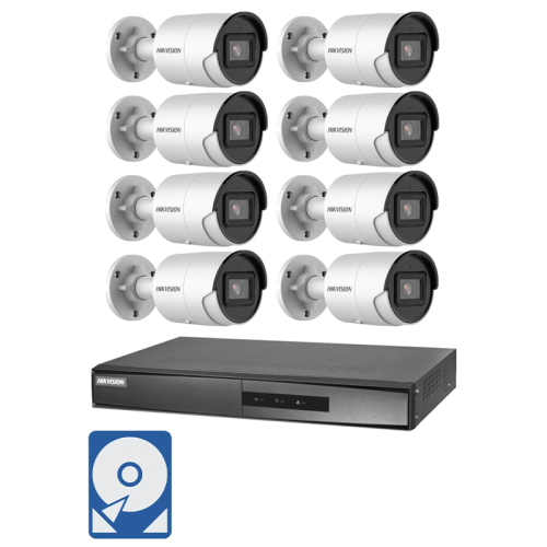 Hikvision Videoüberwachung-Set mit 8x 2MP IP Bullet Kameras und 8 Kanal NVR Netzwerkrekorder, 