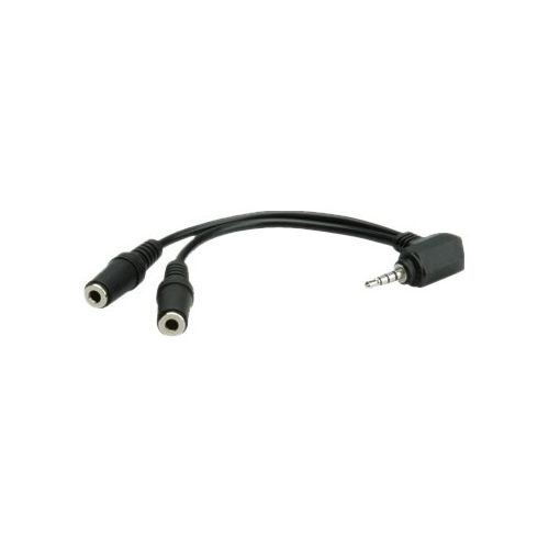 Roline - Headsetadapter - 4-poliger Mini-Stecker (M) bis stereo mini jack (W) - 15 cm - Schwarz