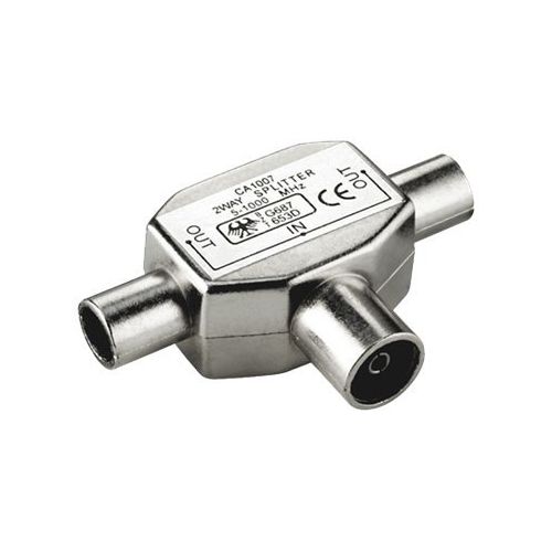 VALUE Coaxial T-Adapter - Antennen-Splitter - IEC-Anschluss (W) bis IEC-Anschluss (M) - Doppelisolierung