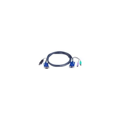 ATEN Intelligent KVM Cable 2L-5503UP - Tastatur- / Video- / Maus- / USB-Kabel - USB, HD-15 (M) bis PS/2, HD-15 - 3 m
