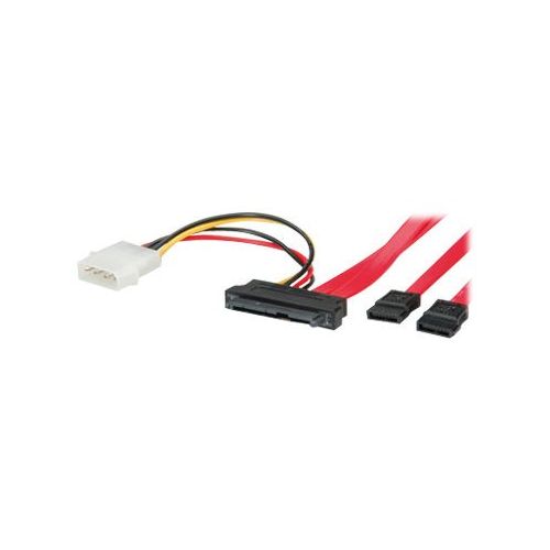 Roline - SATA- / SAS-Kabel - 2-Lane - interne SAS, 29-polig (SFF-8482) (W) bis interne Stromversorgung, 4-polig, SATA - 50 cm - Rot