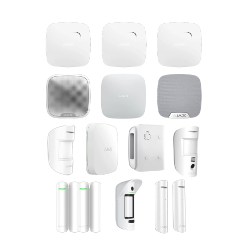 Ajax Alarmanlagenset AJ18 Set mit Alarmverifizierung  für eine kleine Doppelhaushälfte mit einer kleinen Terrasse und kleinem Garten 