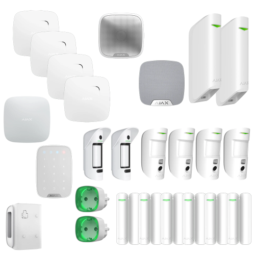 Ajax Alarmanlagenset AJ01 Set mit Alarmverifizierung  für ein mittleres Einfamilienhaus mit Garten