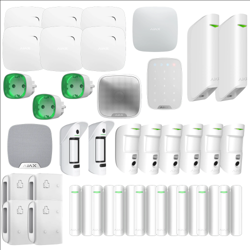 Ajax Alarmanlagenset AJ02 Set mit Alarmverifizierung für ein großes Einfamilienhaus mit Garten