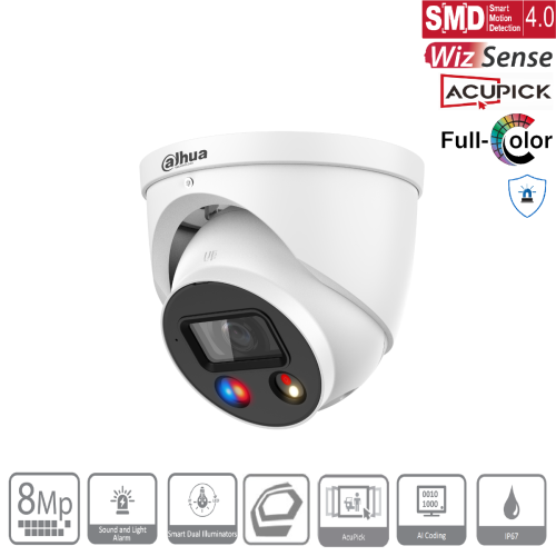 Dahua HDW3849HP-AS-PV-0280B-PRO (2.8 mm) Turret Kamera 4K