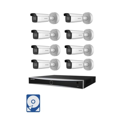 Hikvision Videoüberwachung-Set mit 8x 4K AcuSense IP Bullet Kameras und 8Kanal AcuSense Netzwerkrekorder