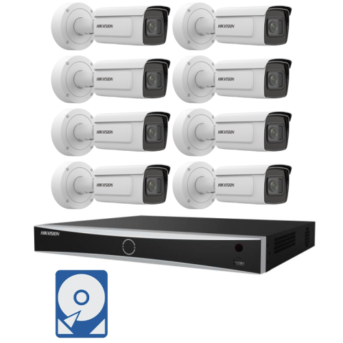Hikvision Videoüberwachung-Set mit 8x 4MP Darkfighter IP Bullet Kameras und 8Kanal AcuSense Netzwerkrekorder