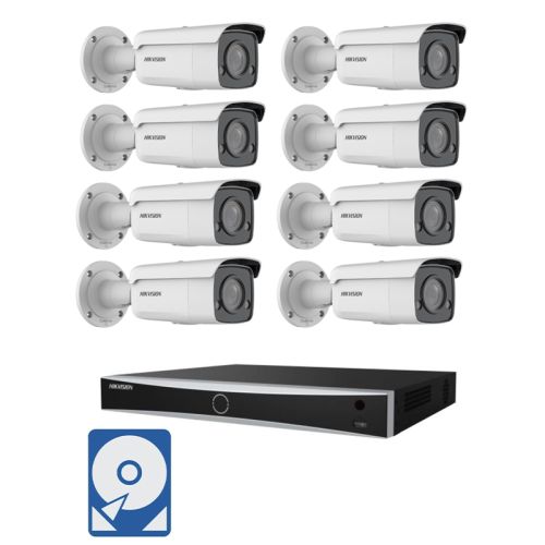 Hikvision Videoüberwachung-Set mit 8x 4K ColorVu Bullet Kameras und 8 Kanal AcuSense NVR