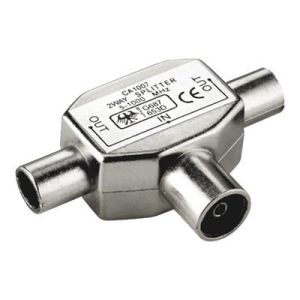 VALUE Coaxial T-Adapter - Antennen-Splitter - IEC-Anschluss (W) bis IEC-Anschluss (M) - Doppelisolierung