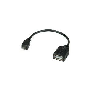 VALUE - USB-Kabel - Micro-USB Type B (M) bis USB (W) - USB 2.0 - 15 cm - Schwarz