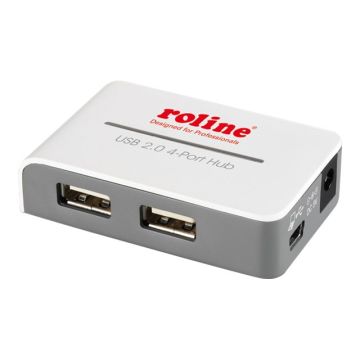 ROLINE USB 2.0 Hub "Black and White" - Hub - 4 x USB 2.0 - Desktop