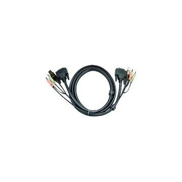 ATEN 2L-7D03U - Video- / USB- / Audio-Kabel - USB, stereo mini jack, DVI-I (M) bis stereo mini jack, USB Type B, DVI-I (M) - 3 m