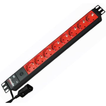 BACHMANN 19" Steckdosenleiste 8-fach 2300W IEC320 C14 Stecker Schwarz