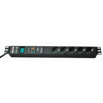 BACHMANN 19" Steckdosenleiste 5-fach mit GVS mit Schalter schwarz