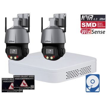 Dahua WLAN Videoüberwachungsset D2 mit 2 PTZ Kamera 4MP + NVR 4 Kanal + 2TB Festplatte 