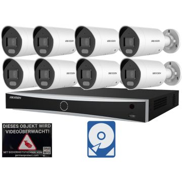 Hikvision M2 Videoüberwachungsset 8x Bullet Kamera weiß  4MP + NVR 8 Kanal + 4 TB Festplatte 