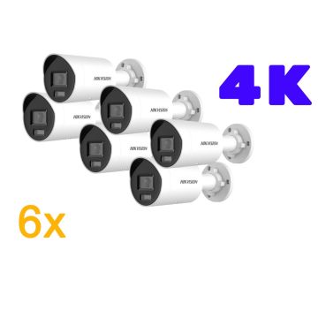 Hikvision Kamera-Set K14 mit 6x Bullet Kamera 4K in weiss
