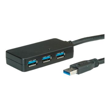 ROLINE USB 3.0 Hub with Repeater - Hub - 4 x SuperSpeed USB 3.0 - Desktop