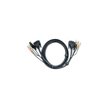 ATEN 2L-7D02UI - Video- / USB- / Audio-Kabel - USB, Mini-Phone Stereo 3,5 mm, DVI-I (M) bis Mini-Phone Stereo 3,5 mm, USB Type B, DVI-I (M) - 1.8 m - für ATEN CS1768