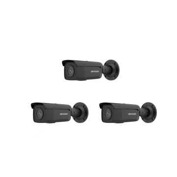 HIKVISION Überwachungskamera Set mit 3x IP Bullet Kamera DS-2CD2T46G2-2I(2.8mm)(C)(BLACK)