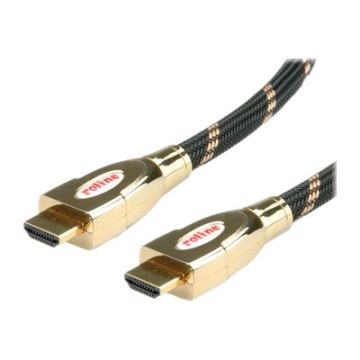 Roline Gold - HDMI mit Ethernetkabel - HDMI (M) bis HDMI (M) - 2 m - Doppelisolierung - Schwarz, Gold