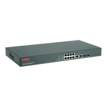 ROLINE 19" PoE Fast Ethernet Web Smart Switch - Switch - verwaltet - 8 x 10/100 (PoE+) + 2 x Kombi-Gigabit-SFP - an Rack montierbar - PoE+