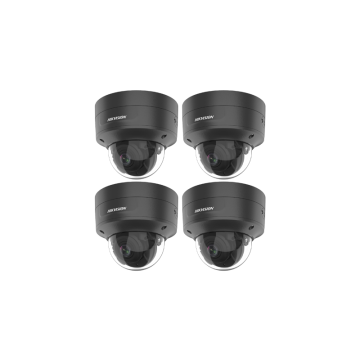 HIKVISION Kamera-Set 4x IP Dome Überwachungskamera HIKVision DS-2CD2766G2-IZS(2.8-12mm)(C)/BLACK