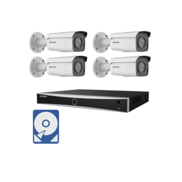 Hikvision Videoüberwachung-Set mit 4x 4K ColorVu Bullet Kameras und 8 Kanal AcuSense Netzwerkrekorder