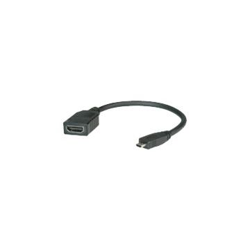 Roline - HDMI mit Ethernetkabel - mikro HDMI (M) bis HDMI (W) - 15 cm - abgeschirmt - Schwarz