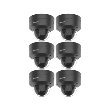 HIKVISION Kamera-Set 6x IP Dome Überwachungskamera HIKVision DS-2CD2766G2-IZS(2.8-12mm)(C)/BLACK