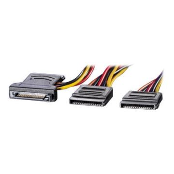 Roline Y-Adapterkabel - Netz-Splitter - 15 PIN SATA Power (W) bis 15 PIN SATA Power (M)