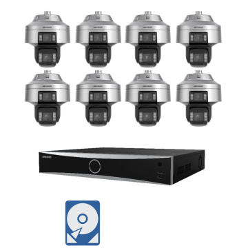 Hikvision Videoüberwachungsset 8x IP PTZ Panorama Kamera + 16 Kanal PoE NVR