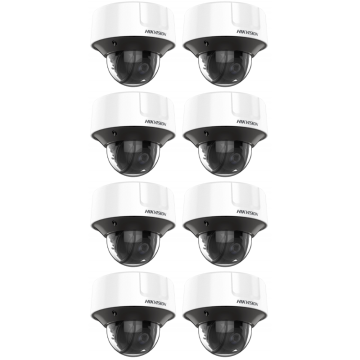 HIKVISION Kamera-Set 8x IP Dome Überwachungskamera DS-2CD3D26G2T-IZHSY(2.8-12mm)
