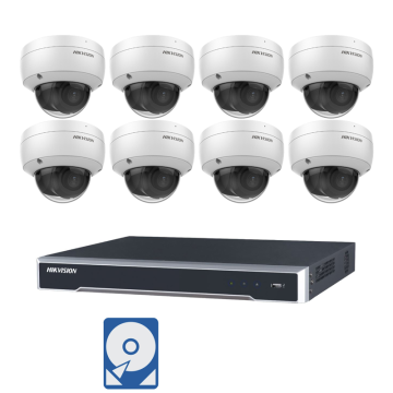 Hikvision Videoüberwachungsset 8x IP Dome Kameras 4MP + 8 Kanal PoE NVR