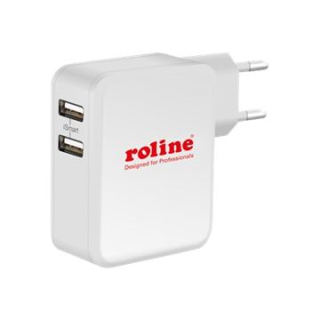 Roline - Netzteil - 24 Watt - 4.8 A - 2 Ausgabeanschlussstellen (USB (nur Strom)) - weiß