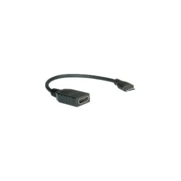 Roline - HDMI mit Ethernetkabel - mini HDMI (M) bis HDMI (W) - 15 cm - abgeschirmt - Schwarz